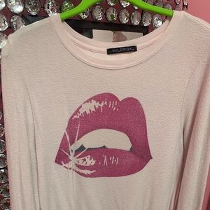 Wildfox XS Lips Long Sleeve Shirt
